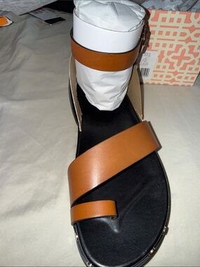 Gianni Bini Cognac Brown Strappy Leather Sandal